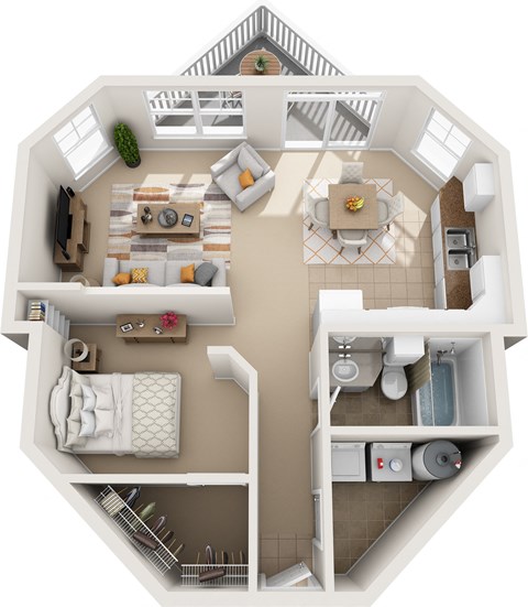 a floor plan of a house with a bedroom and a living room
